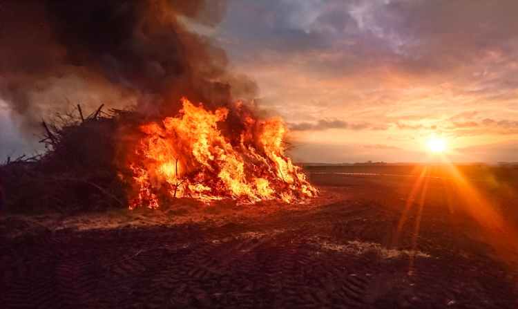 bonfire during sunset